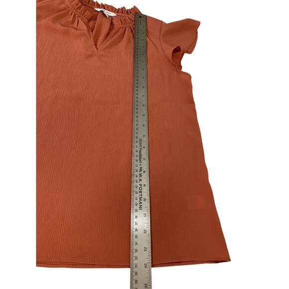 Nine West Womens Rust Ruffled Flutter Sleeve Top Size Small - Picture 7 of 9